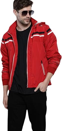The Indian Garage Co Men Red Slim Fit Placement Printed Bomber Jacket