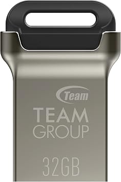 TEAMGROUP C162 32GB USB 3.2 Gen 1 USB 3.1/3.0 Mini Fits Metal Read 100MB/s Flash Thumb Drive External Data Storage Memory Stick Compatible with Computer/Laptop Black TC162332GB01