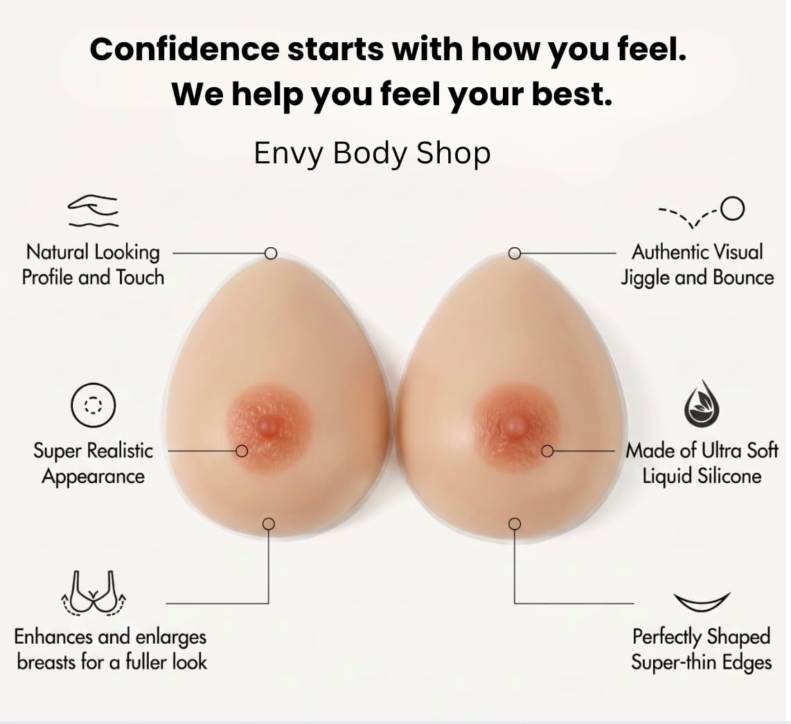 ENVY BODY SHOP Rounder Fuller Concave Back Tear Drop Silicone Breast Forms