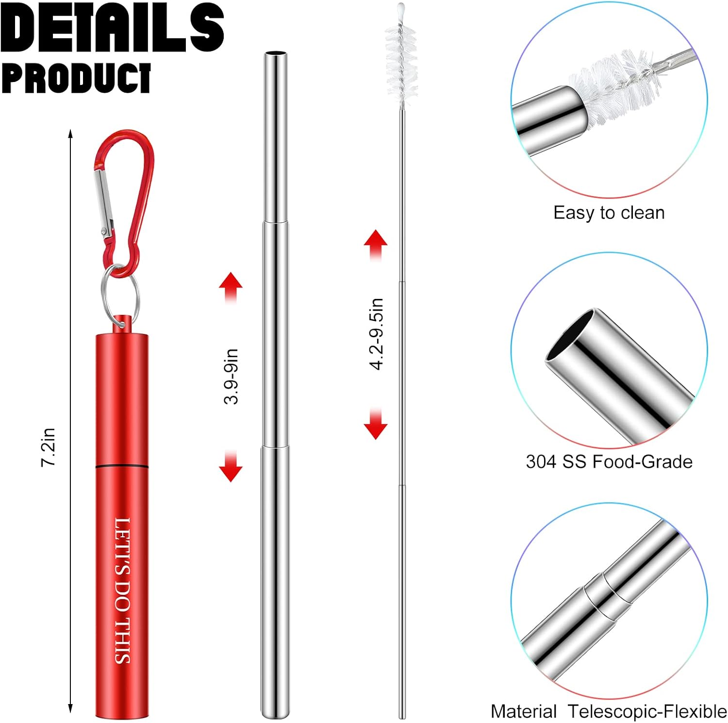 8 Pack Collapsible Reusable Straws Cruise Ship Essentials, Stylish Style