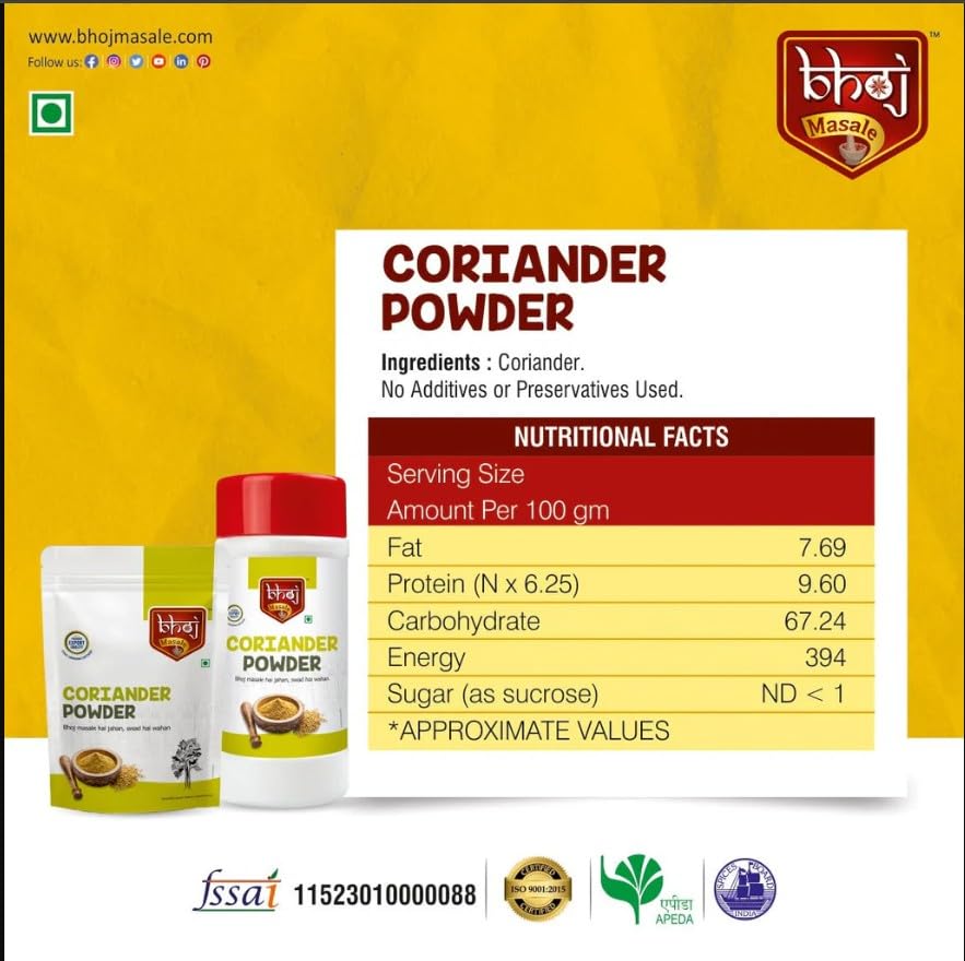 Bhoj Masale Coriander Powder 100GM | Dhaniya Powder | Fresh Indian Whole Spices For Cooking (Powder) - Image 8 thumbnail