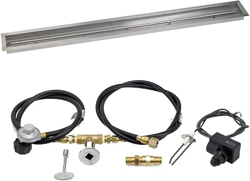 American Fireglass 72x6 in. Spark Ignition Gas Fire Pit Kit, SS-LCBKIT-P-72