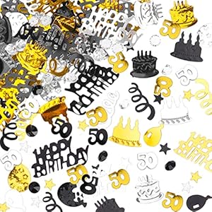 GoldRock Konfetti 50 Geburtstag Deko, 50. Geburtstag Deko Konfetti Gold Schwarz, Tischdeko Geburtstag 50, Glitzer…