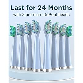 Rtauys M5 Sonic Electric Toothbrush for Adults and Kids - Rechargeable Electric Toothbrush Kids Ages 12+ and Adults with 8 Brush Heads & Travel Case, 120 Days Battery Life - Light Blue