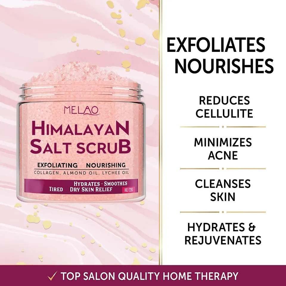 Miniatura 2 de Exfoliante de sal del Himalaya de 12 onzas para exfoliar el cuerpo con exfoliante corporal rosa orgánico sal rosa Himalaya