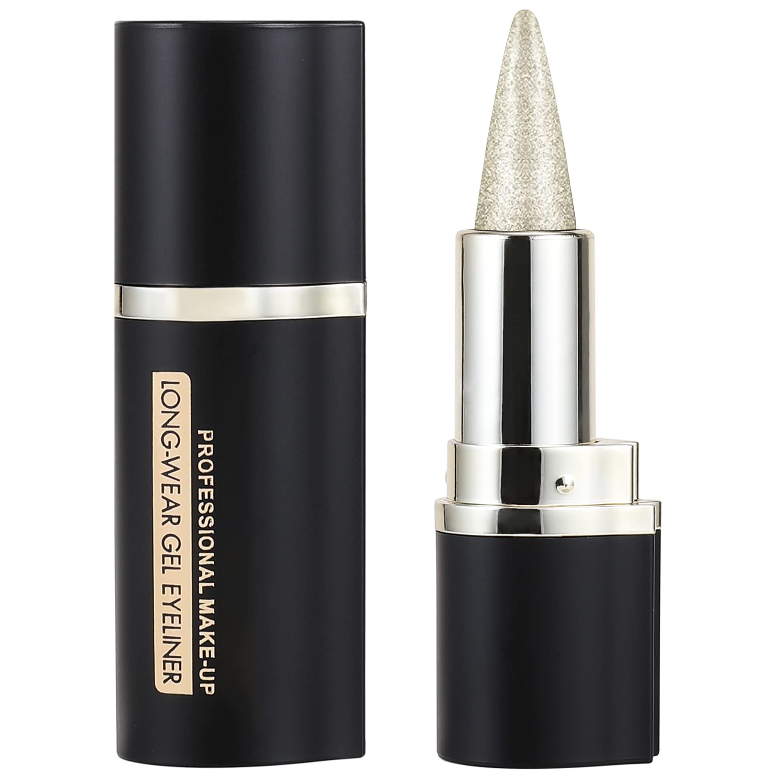 Boobeen Delineador de ojos - Lápiz delineador de ojos en gel negro - Eyeliner con fórmula de secado rápido - Maquillaje delineador de ojos todo el día a prueba de manchas (Plata 1)