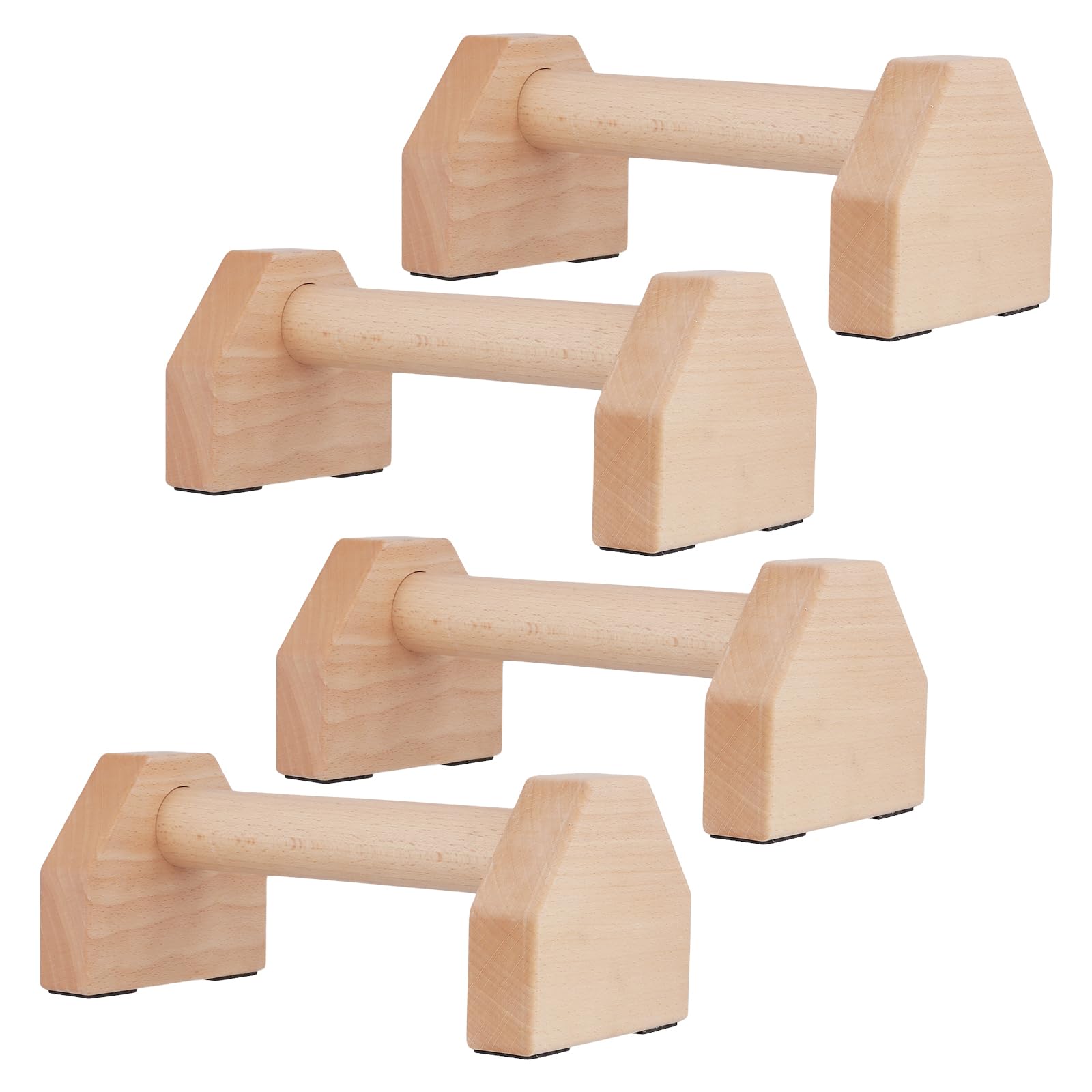 SOUJAP 4 Pcs Wooden Parallettes, 25 x 9.3 cm Push Up Bars Non slip Rubber Feet Handstand Bars Calisthenics Equipment for Fitness Gymnastics
