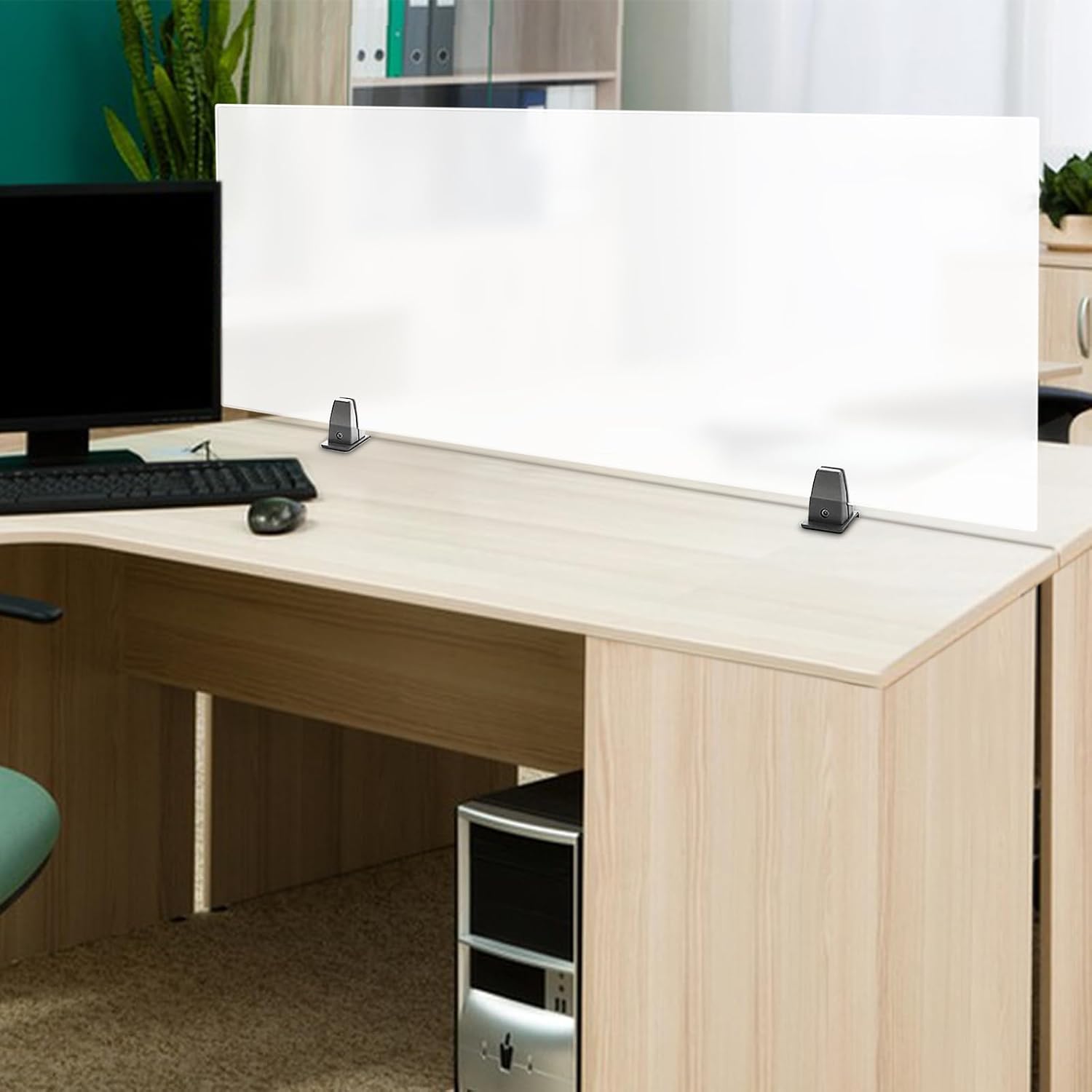 Desk Divider, 47" x 18" Desk Privacy Panel, Frosted Acrylic Office Partition, Table Divider with Clamps, Privacy Divider for Schools Office Call Centers Workstation