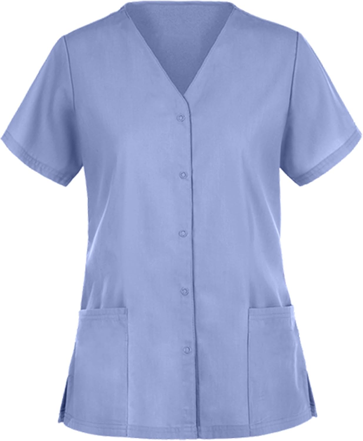 HEEDFIT Panda Uniform Unisex Two-Pocket Button-Front Solid Nursing Scrub Top