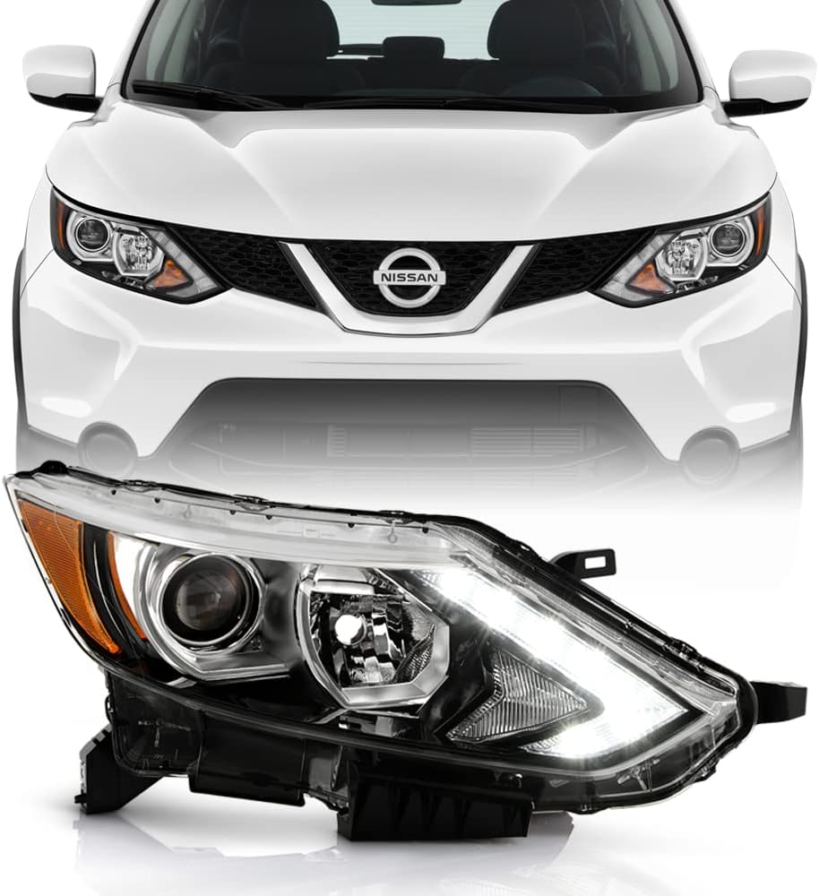 ACANII - For [Halogen Model] 2017-2019 Nissan Rogue Sport LED DRL Projector Headlight Headlamp - Right Passenger Side