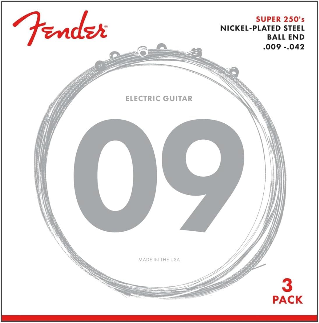 Super 250 String Set - 250L (009/042) Pack of 3 Sets - Nickel-Plated Steel - Ball Ends