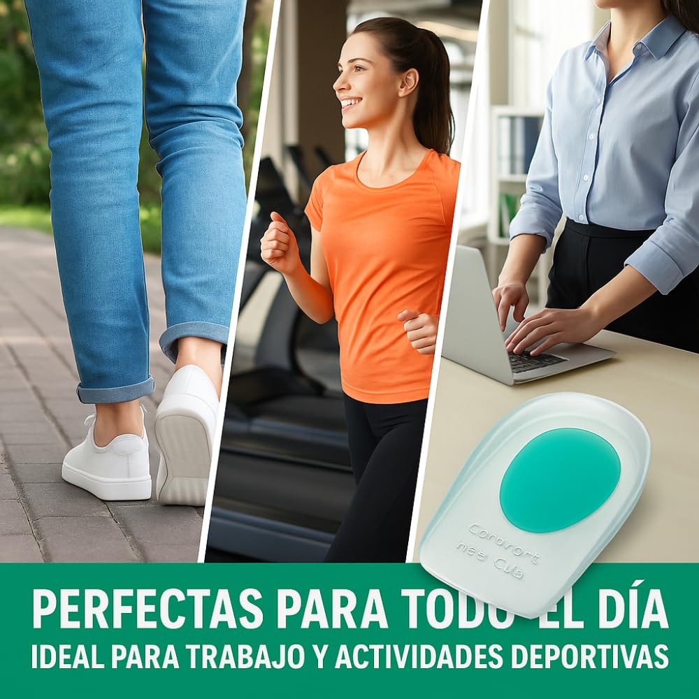 Pack de 6 Taloneras para Proteger del Dolor, Fascitis Plantar, Espolón Calcaneo y Tendinitis Aquiles | Soporte Ergonomico y Absorción de Impactos | Plantillas de Silicona para Hombre y Mujer