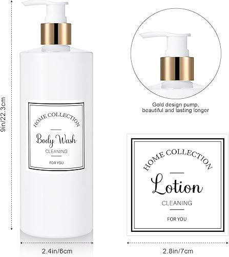 Miniatura 2 de Juego de 3 botellas con bomba de 16 onzas, botella de champú y acondicionador, dispensador de jabón recargable de plástico, dispensador de ducha con