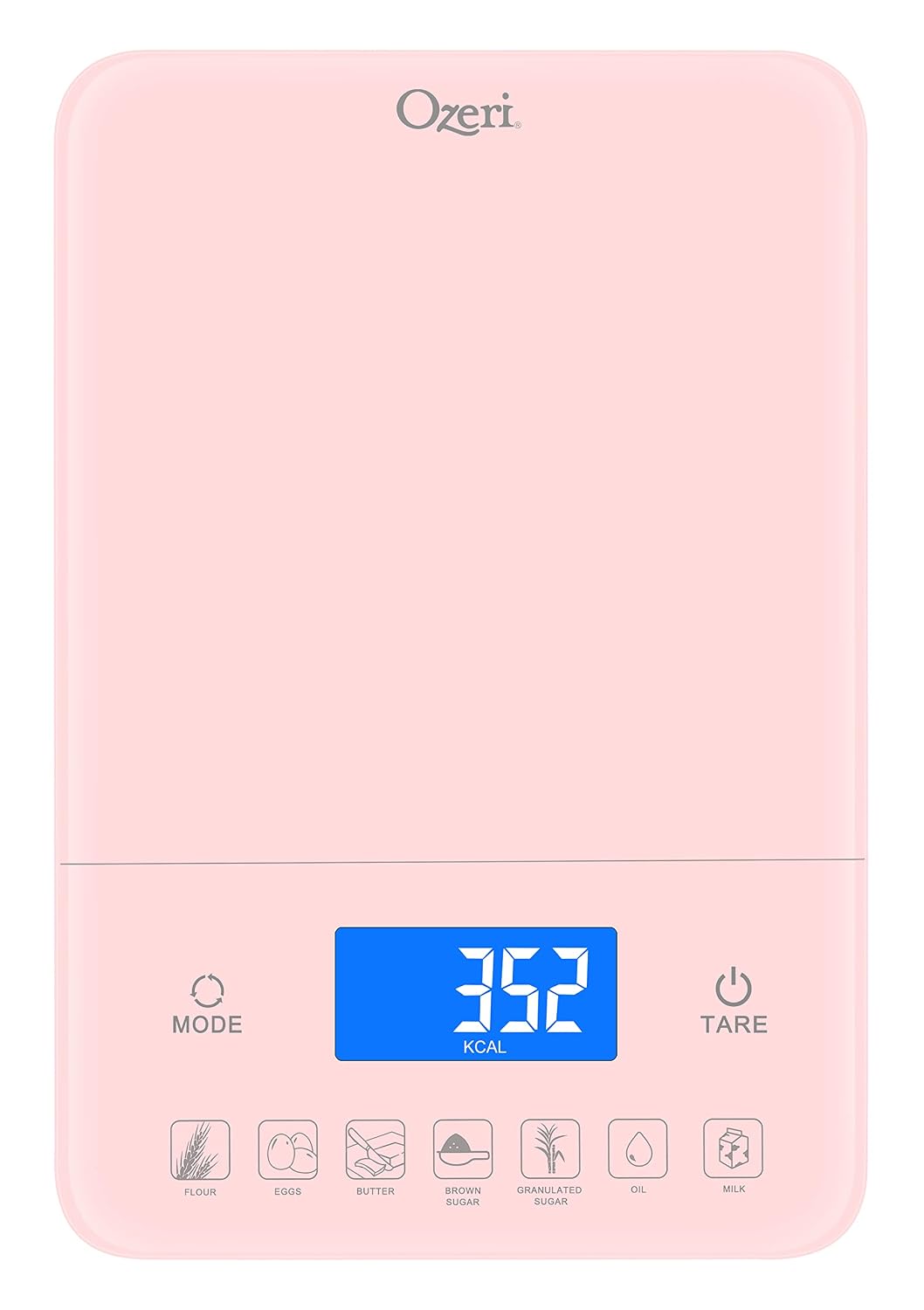 Ozeri Baking Scale with Calorie Counter, in Tempered Glass (22 lbs / 10 kg)