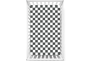 Fitted Crib Sheet in Checkered Design for Standard Crib Mattress