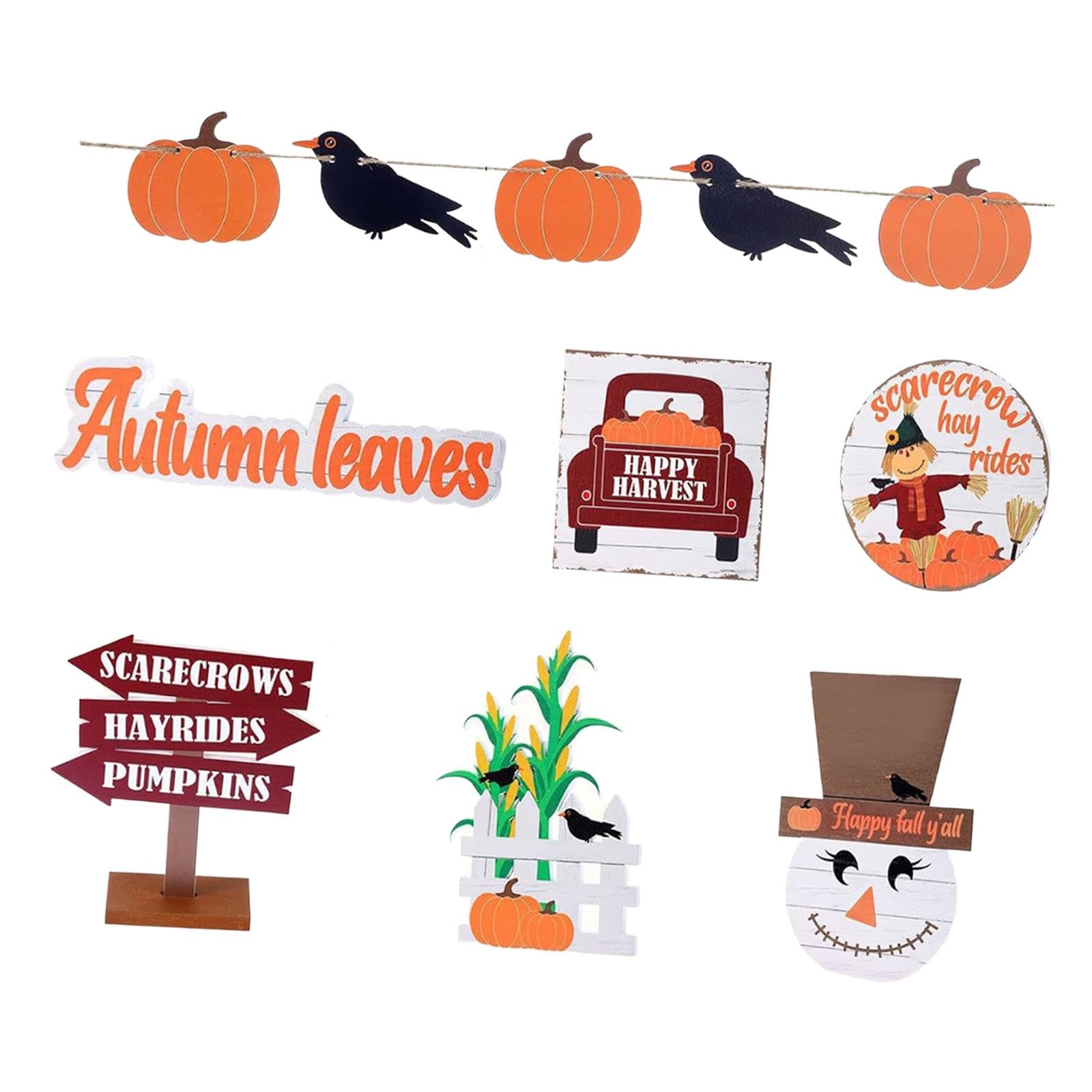 perfk Decorazione Autunnale a Forma di Vassoio a più Livelli, Decorazione Autunnale a Forma di Zucca, Cartello Decorativo da Tavolo, Rustica da Fattoria per
