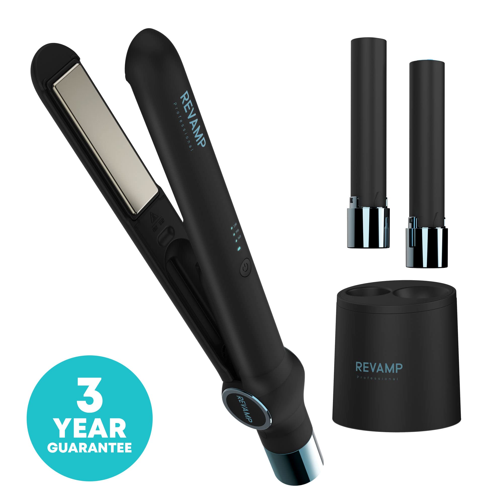 REVAMP iGen Plancha de Pelo Inalámbrica de Cerámica - Recargable | Ideal para Viaje, Modo Seguro para Vuelos, Portátil, para Alisar, Rizar y Ondular