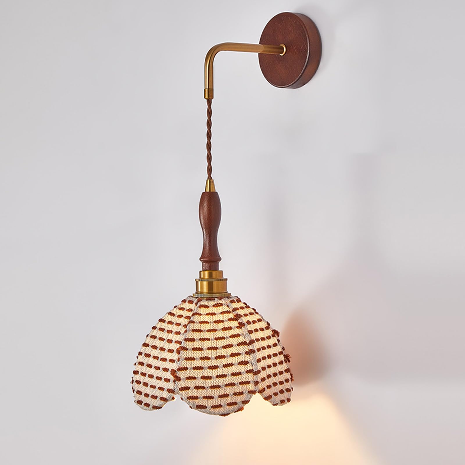 SXWNBIFH Modern Decoration Wall Sconce Mid Century Fabric Wall-Mounted Lamp with Wooden Accessories Vintage Wall Light Hardwired Farmhouse Reading Wall Lamp for Bedroom Living Room Bedside
