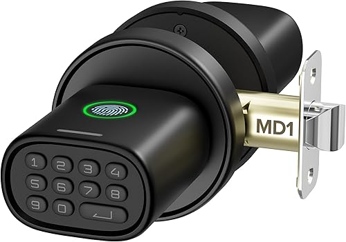 Pomo de puerta de huellas dactilares, perilla de puerta sin llave con teclado biométrico electrónico, bloqueo automático para puertas interiores