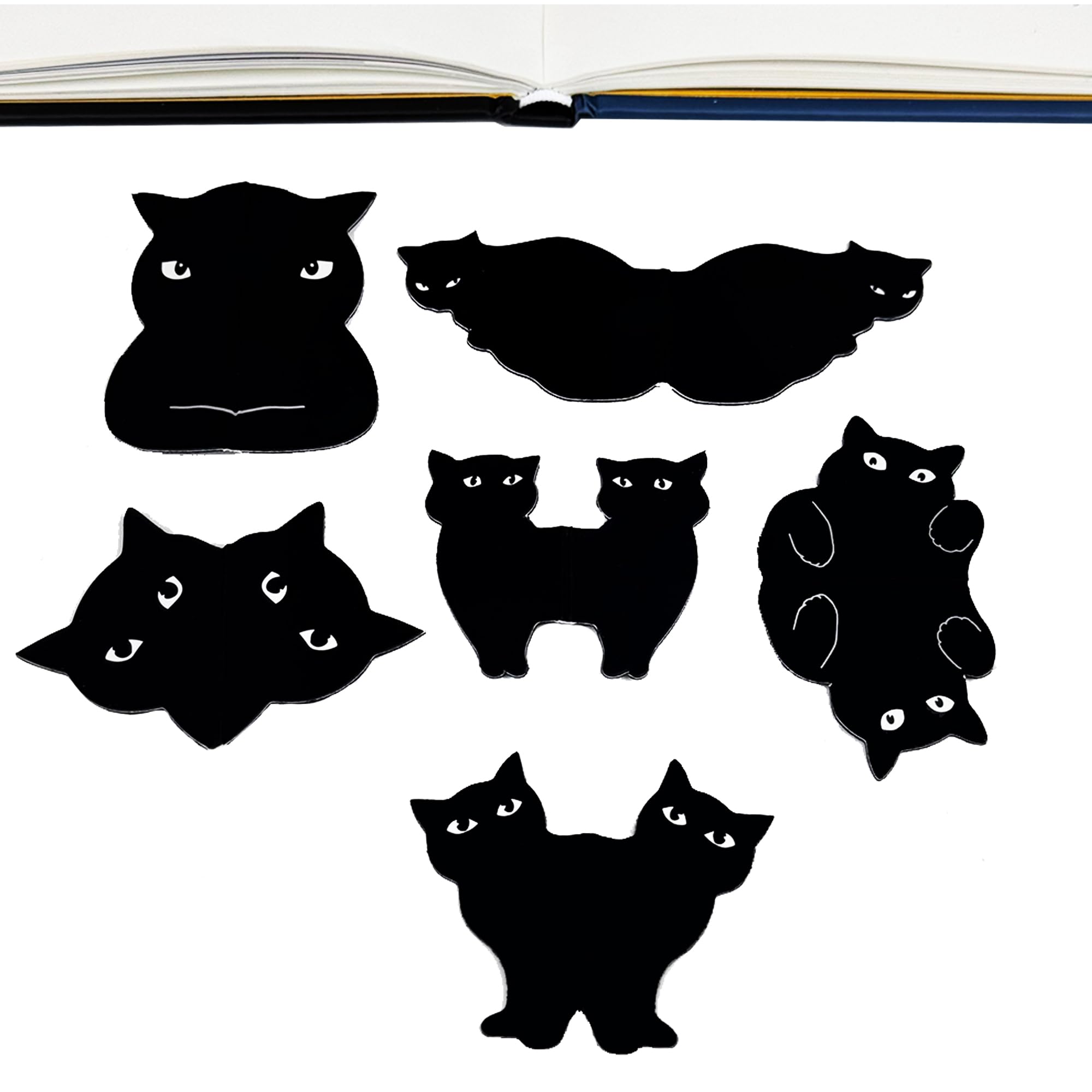 SONAME Lot de 6 marque-pages magnétiques – Marqueurs de page en forme de chat mignon pour les amateurs de livres, marqueurs de livre à clip pour étudiants, enseignants et lecture (A)