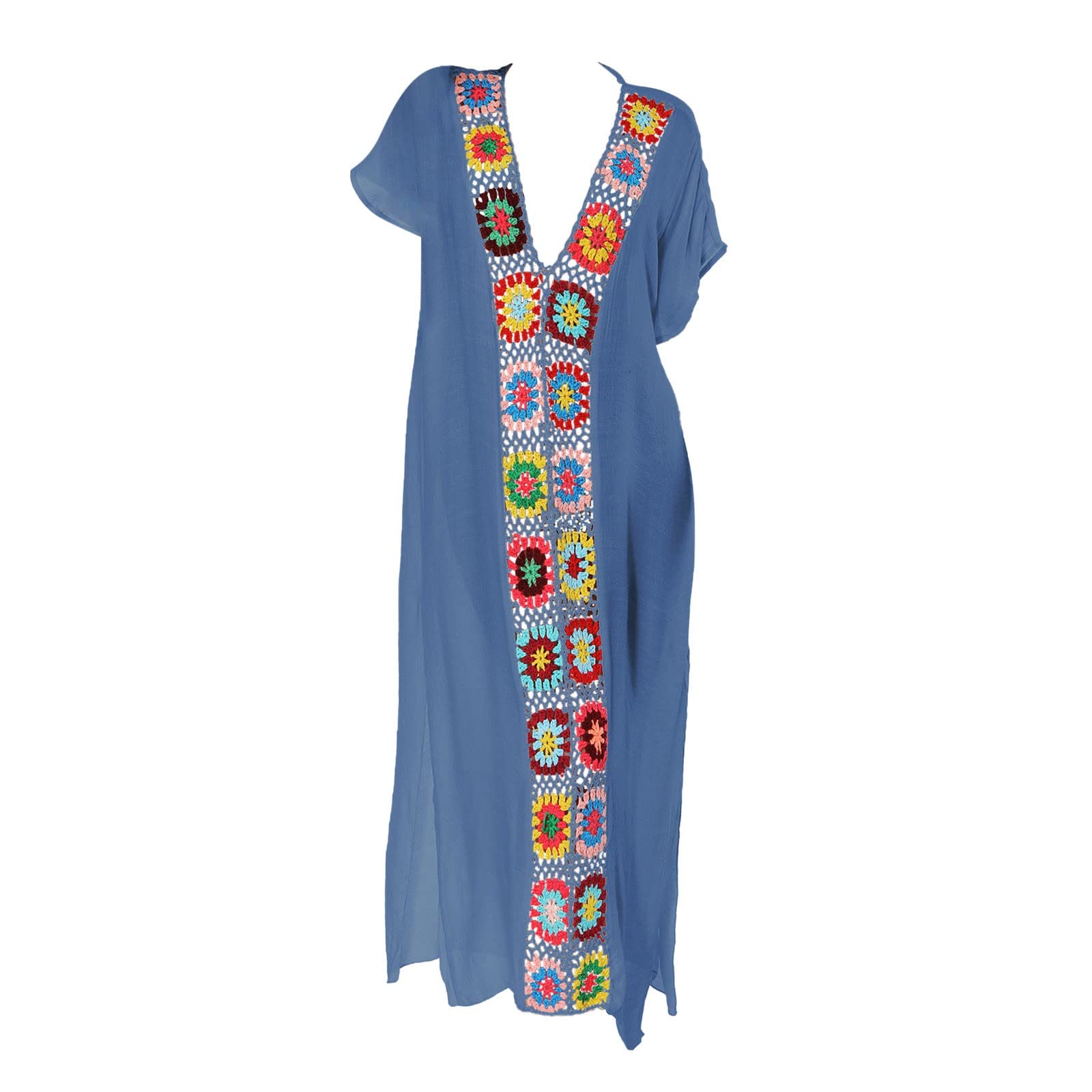 Genérico Pareo para Mujer Traje de Baño Vestido de baño de Bikini Boho Style Suelto Camisas Mujer Largos Vestido Playa Verano Camisa Suelta de Bikini Cover Up Traje de Playa para Mujer Vestido de Playa