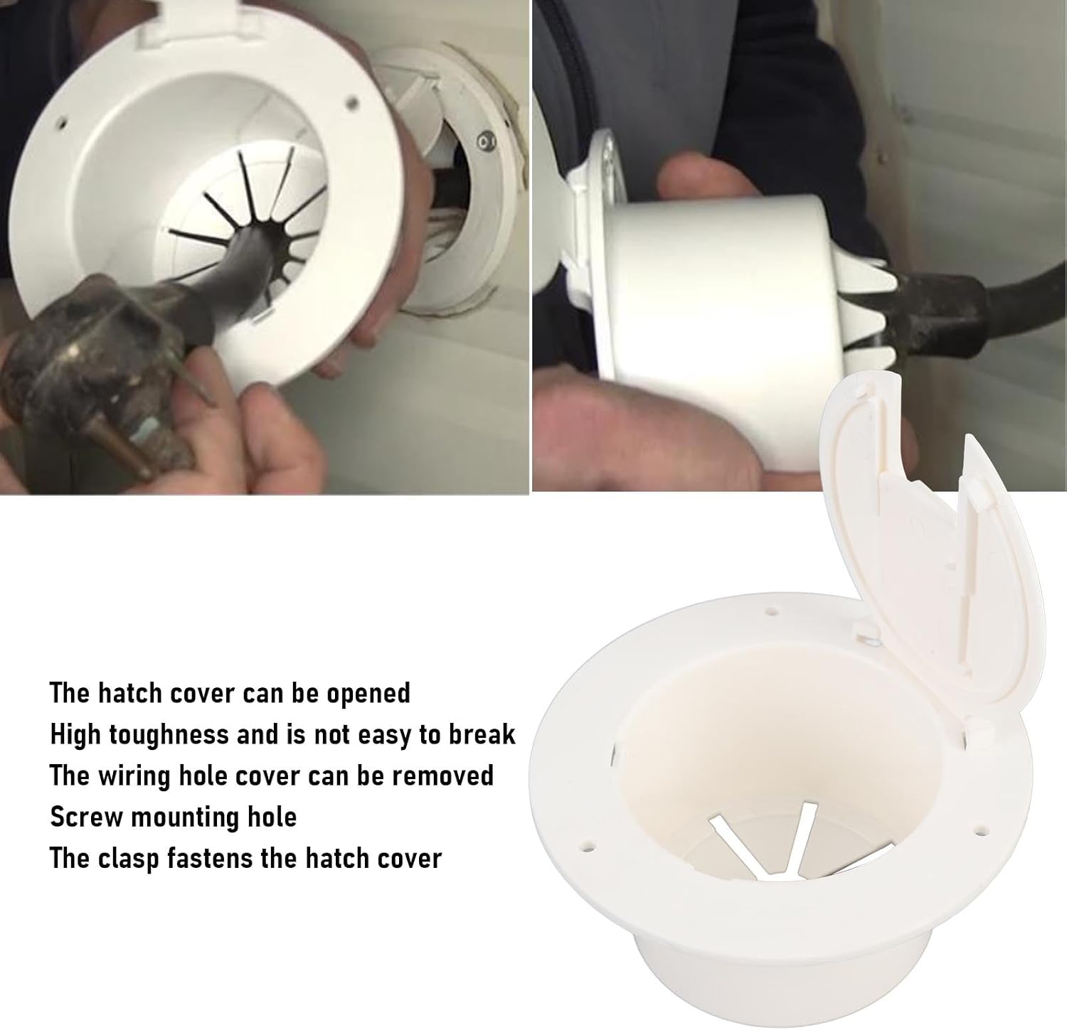 AMAKO Rv Round Electrical Cable Hatch: for 3 1/2in Interface, Secure Outdoor Extension Cord Cover for Campervan Trailer Motorhome