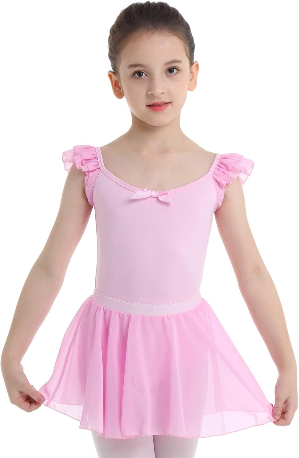 MSemis Kids Girls 2 Piece Ballet Dance Ruffles Sleeve Gymnastics Leotard with Wrap Skirts Lyrical Dancewear