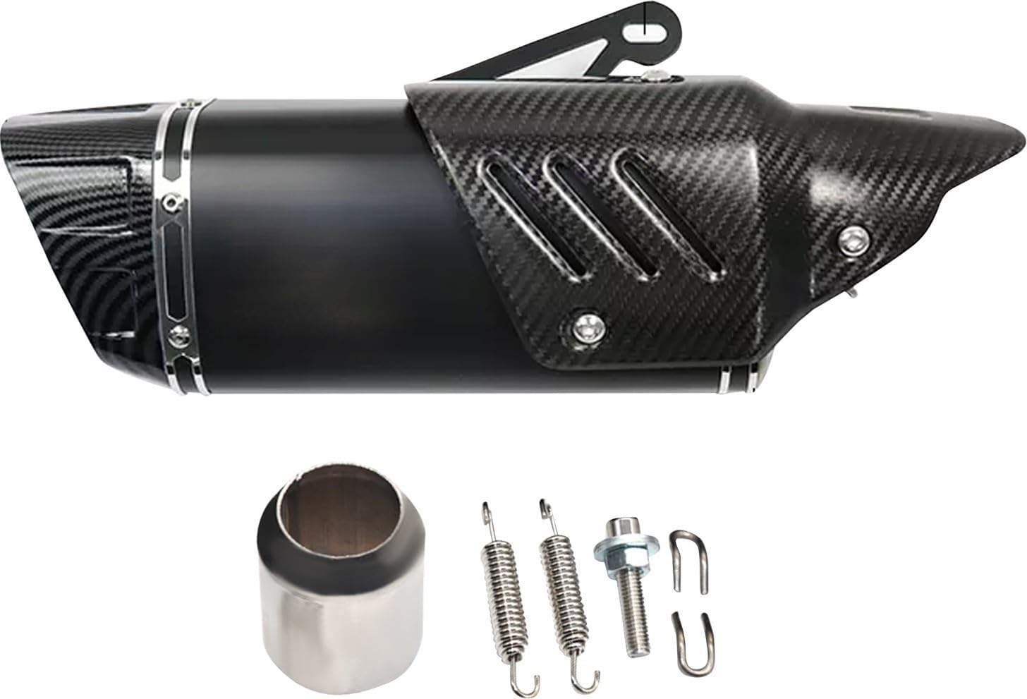 Carbon Fiber Exhaust Slip On Muffler Pipe with Heat Shield, Stainless Steel Motorcycle Exhaust Silencer 36-51mm Universal Fit for Bikes & Scooters, Carbon Black Racing Sound Performance Upgrade-image-16