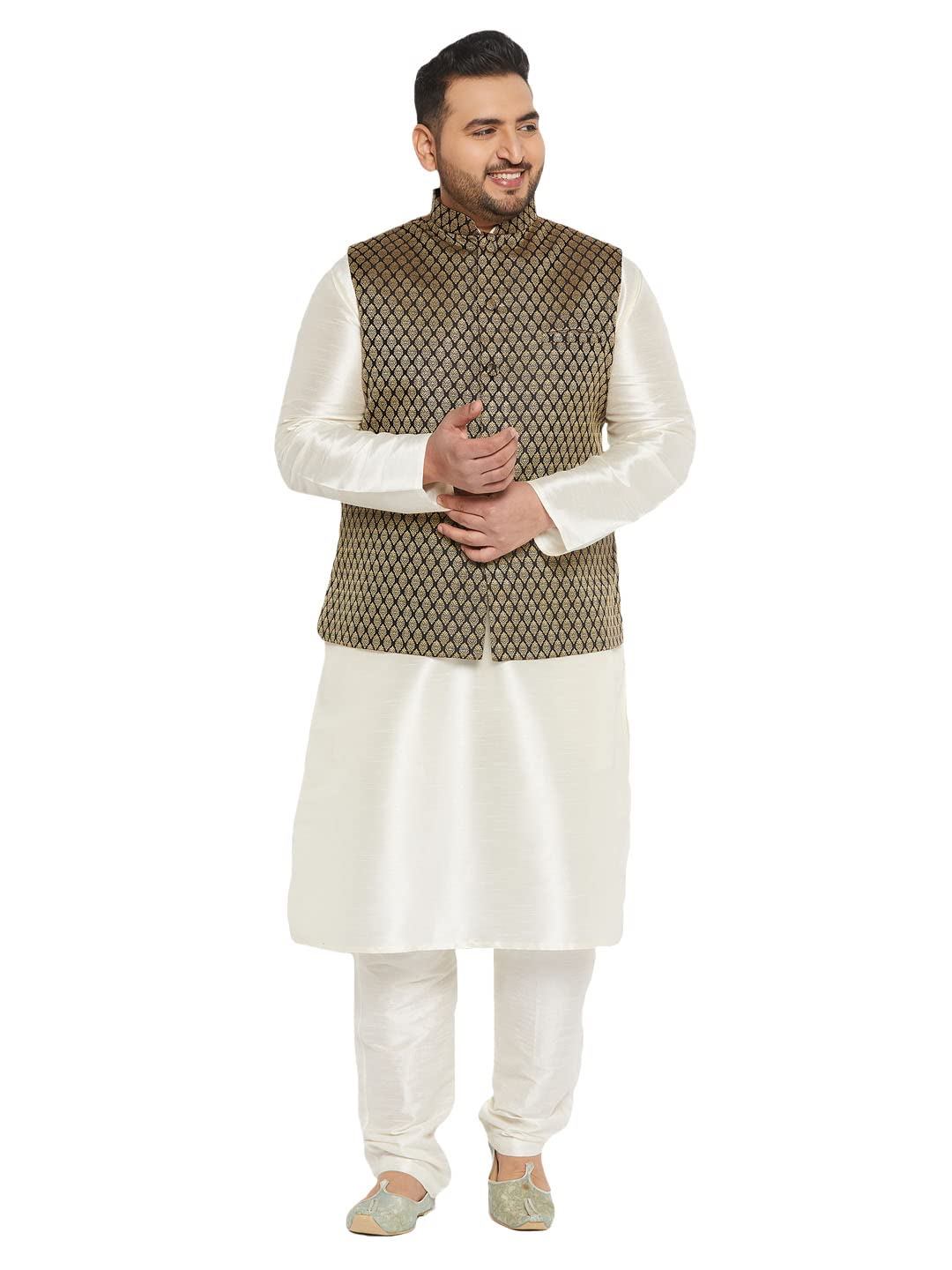 vm by Vastramay Men's Silk Blend Jacket, Kurta Pant Set-AD-picture-42