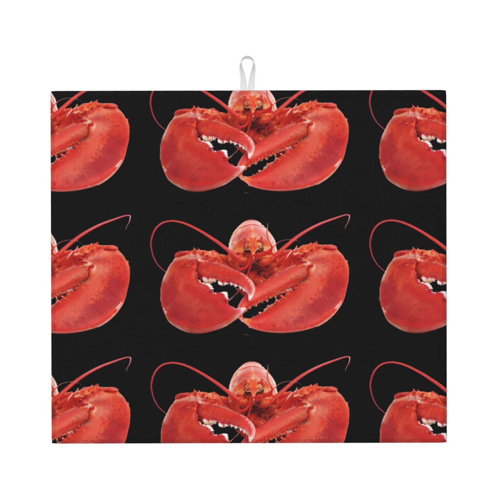 HJFCZH Lobster Prints Kitchen Drying Mat - Absorbent Dish Drying Throw with Vibrant Prints, Quick-Dry Countertop Layer for Dishes & Appliances - Non-Slip & Foldable