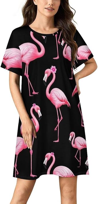 Soft Nightgown Sleepwear Fashion Short Sleeve Sleep Shirt Nightshirt