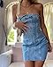 Fronage Denim Dress for Women 2025 Summer Sexy Strapless Y2K Backless Bodycon Jeans Dresses Trendy Club Denim Tube Dresses Light Blue, XS