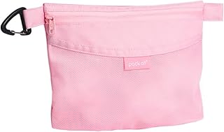 pack all Water-resistant Material Zipper Pouch, Mesh Zipper Bags for Storage, Travel, Office (Pink, Small)