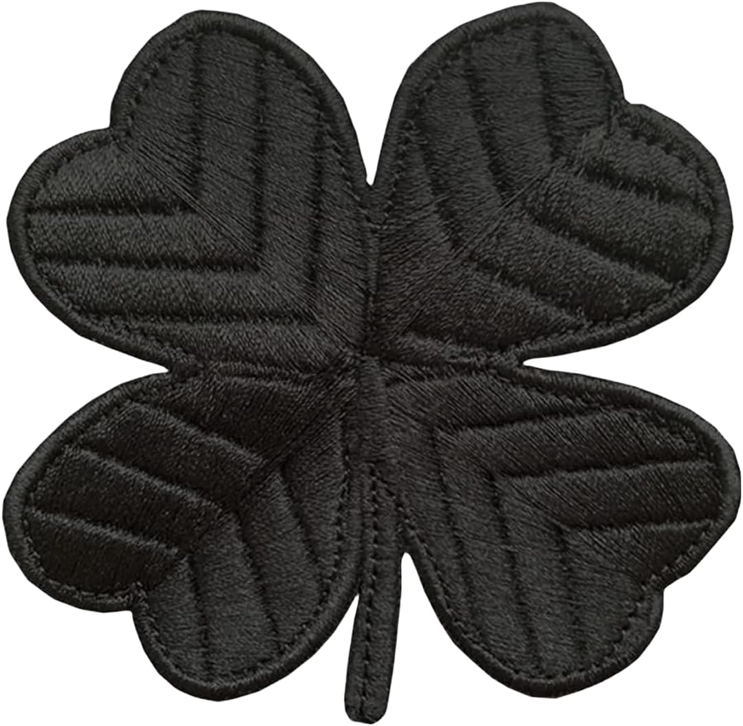 Irish 4 Leaf Clover Patch - Funny Die Cut Embroidered Emblem Applique Meme Morale Patch with Hook and Loop Fastener for Tactical Backpacks Jeans Hats Jackets Clothing Bags Military Gear Repair - Black