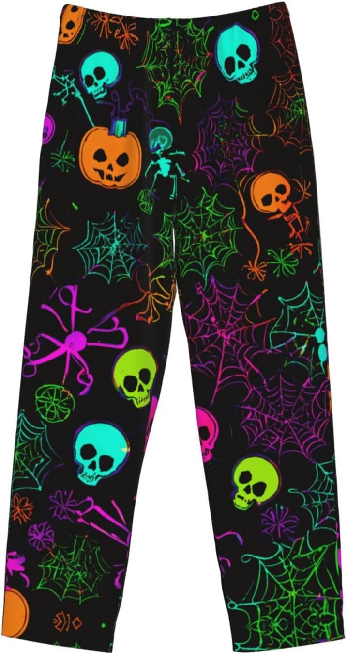 Halloween Skull Print Men'S Long Pajama Pants,Casual Loungewear With Pockets,Soft And Lightweight Pajamas.