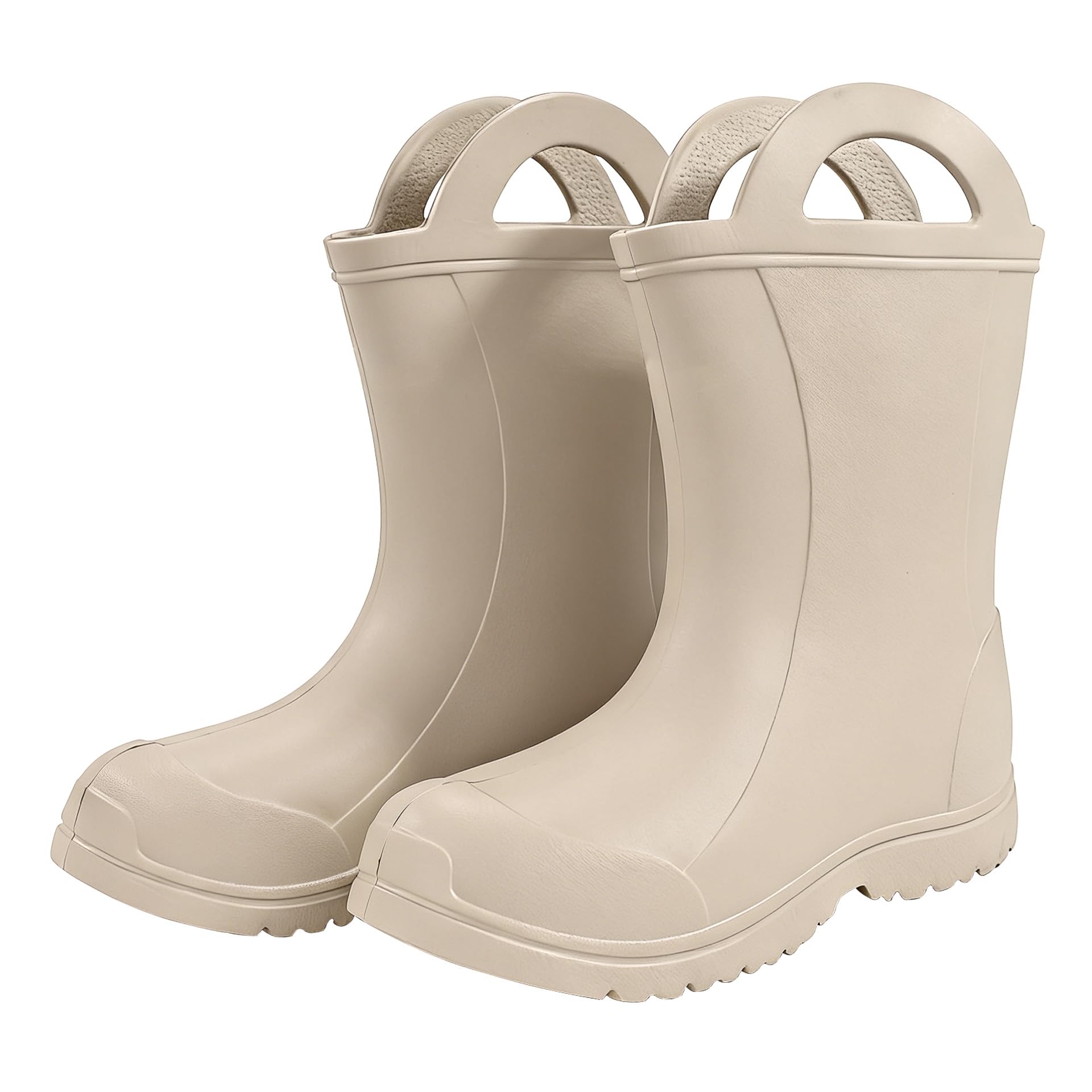 Baiyouli Botas de Lluvia para Niños de Pequeños a Adolescentes, Botas de Agua de EVA Ligero y Cómodo, Zapatos de Lluvia Sin Forro con Asa para Calzar y Quitar