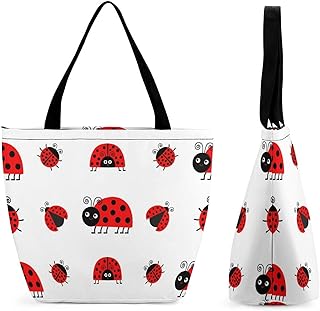 Borsa A Tracolla Tote Da Donna Set Di Icone Coccinella Coccinella Insetto Divertente Borsa A Mano Borse Per La Spesa Casual Borsa A Tracolla