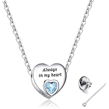 Heart Urn Necklaces for Ashes Birthstone Ashes Necklace Always in My Heart Cremation Jewelry Keepsake Memorial Necklace
