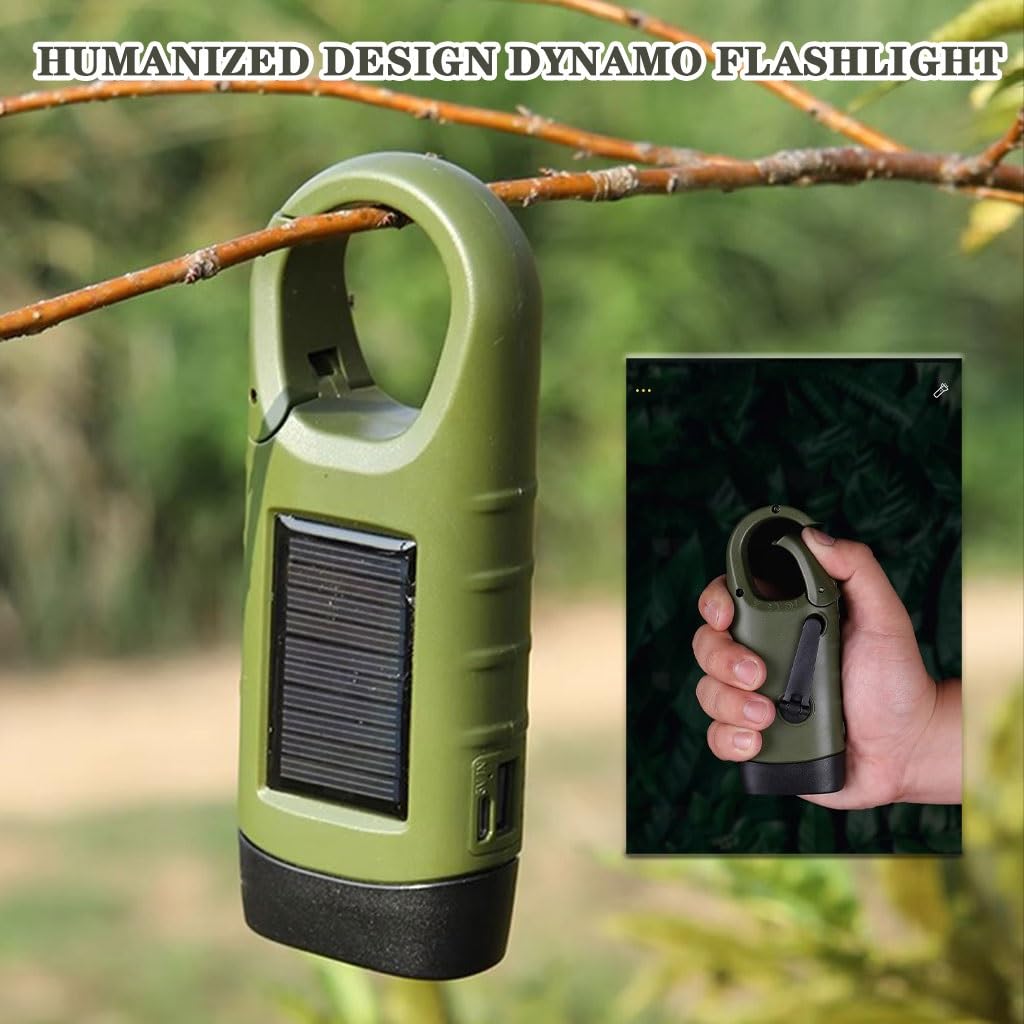 Linterna De Manivela De 2/4/6/8/10 Piezas, Linternas De Supervivencia Alimentadas por Energía Solar, Linterna Manual De Emergencia para Rescate Al Aire Libre, Recargable por USB(Army Green,Set 3)