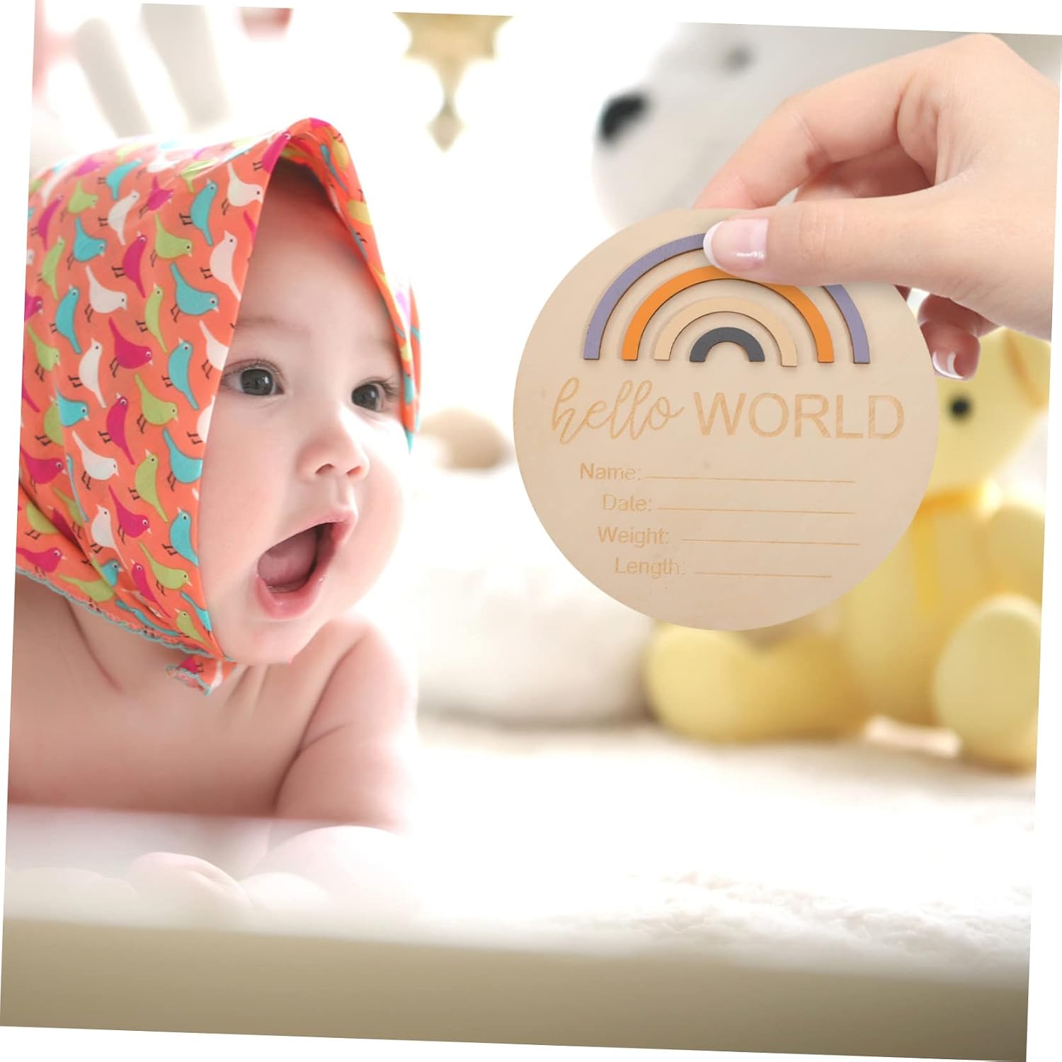 Monthly Baby Sign Wooden Newborn Card for Gender Announcement at Hospital