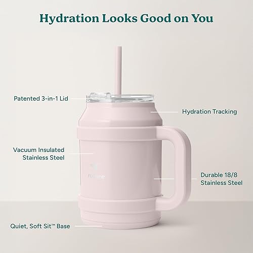 Miniatura 4 de REDUCE Vaso reutilizable de 1.5 litros para agua fría  Asa ergonómica  Aislamiento de doble pared  Taza resistente para escritoriosuperficie con