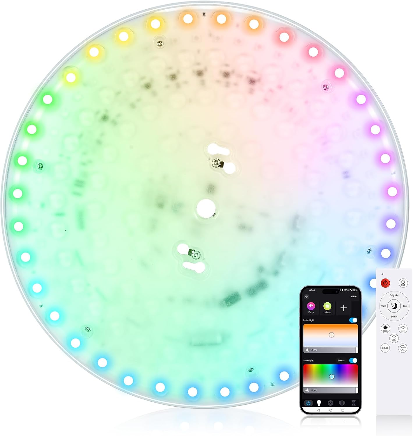 Smart Ceiling Light Replacement Kit, RGB LED Ceiling Light Retrofit Kit, 3600LM, DIY Color, Compatible with Alexa, 2700K-6500K for Bedroom, Living Room, 12 Inch, 120V, ETL