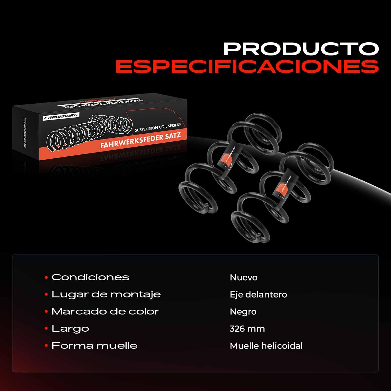 Frankberg 2x Muelles de Suspensión Eje delantero izquierdo derecho Compatible con A4 8K2 A4 Allroad 8KH A4 Avant 8K5 A6 4G2 4GC A6 Avant 4G5 4GD A7 Sportback 4GA 4GF Replace# 4004290