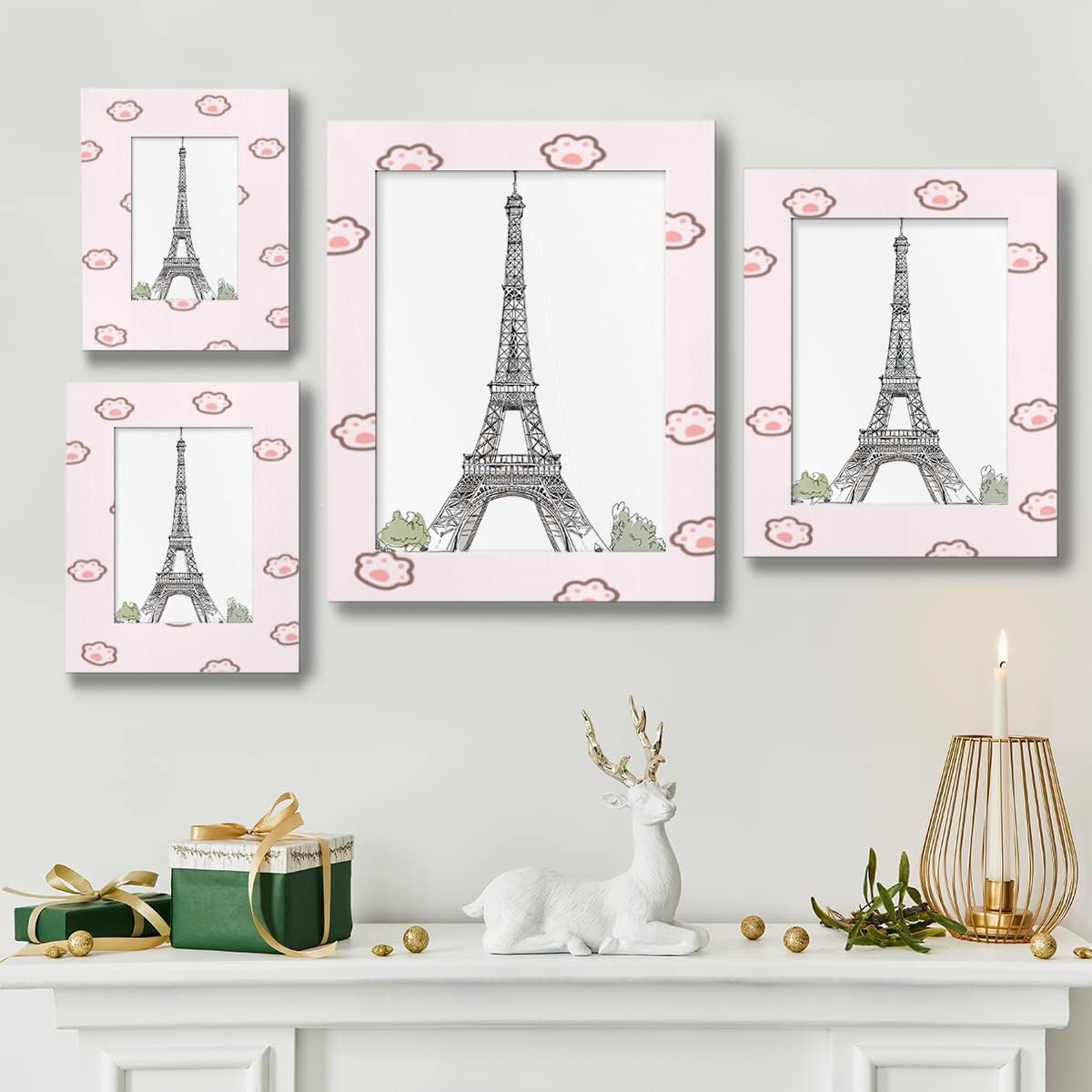 Cute Cat's Claw Girl Children Wood Picture Frames Can Display 4X6 5X7 8x10 11x14 Inch Photos.With Hooks and Brackets, This Frames Can be Displayed Vertically or Horizontally on a Table or Wall