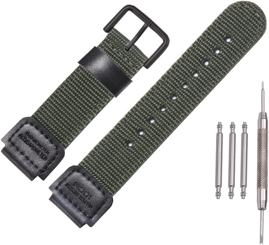 18mm Nylon strap Replacement for Casio Men's AE1200WH AE-1000 SGW-300H/400 W-735 PRG270 Leather Watch band