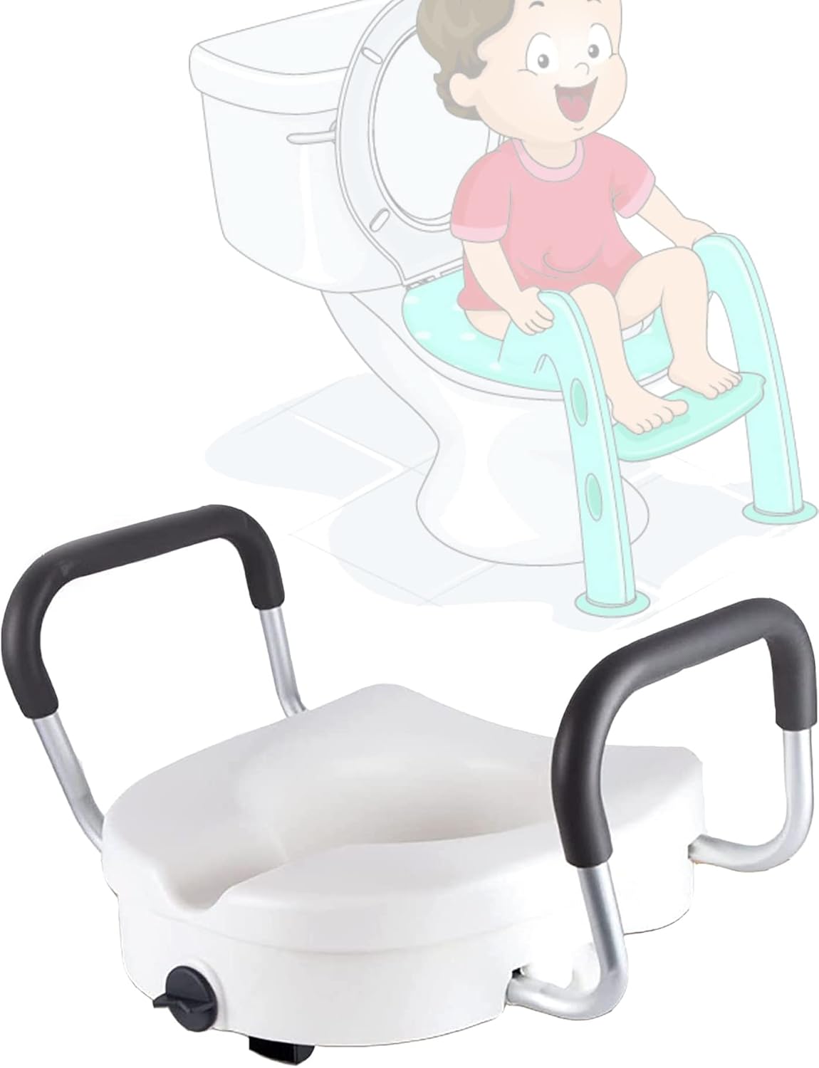 VTIX Raised Toilet Seat for Seniors, 5 Inch Elevated Riser, Mobility & Daily Living