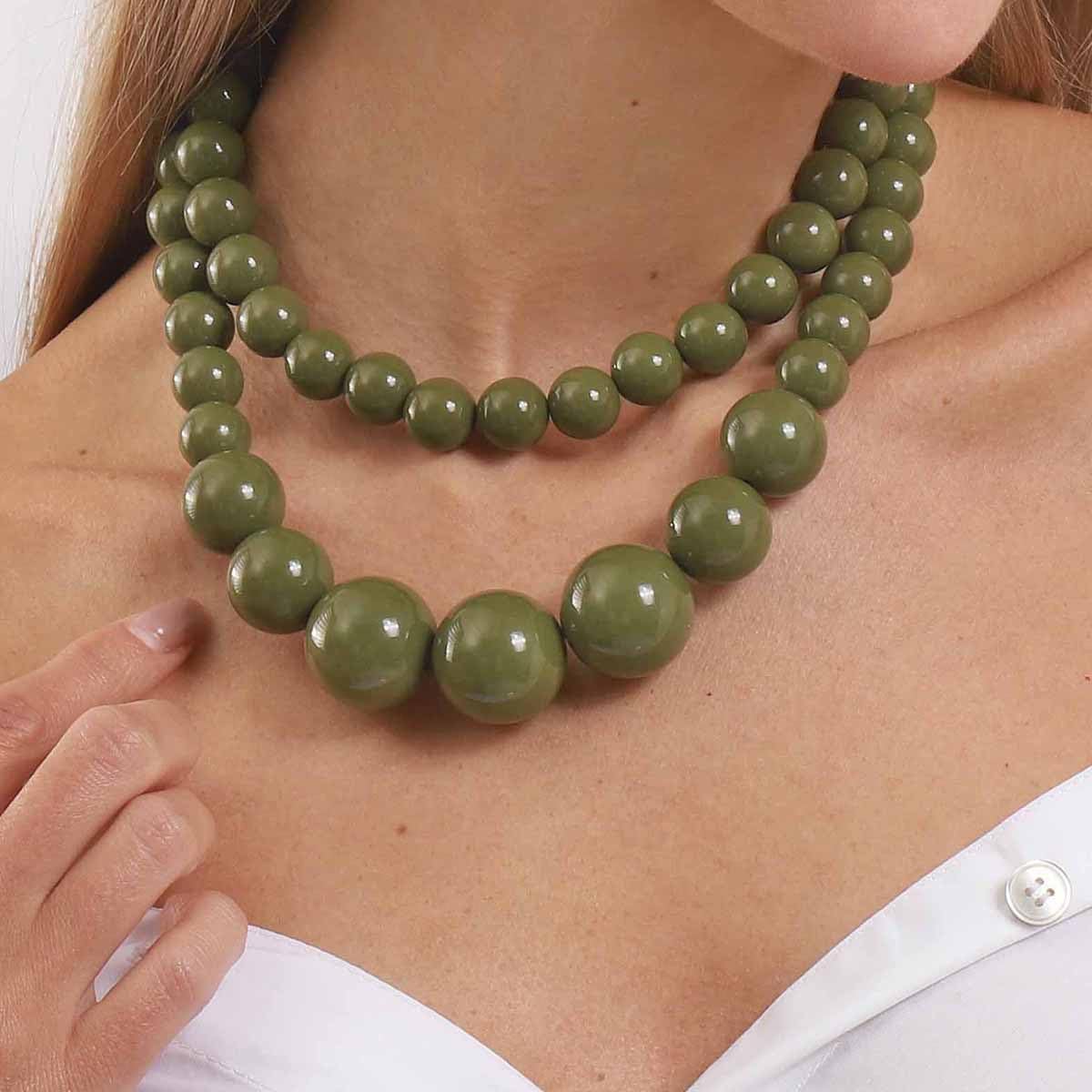 Chunky Beaded Necklace for Women Layered Big Round Beads Chunky Beaded Necklace Vintage Boho Fashion Jewelry