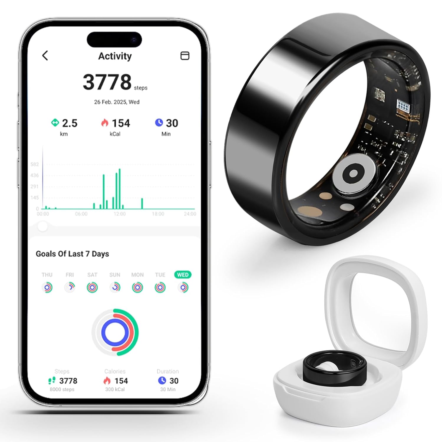 Weylmd Smart Ring for Women and Men Fitness Health Smart Ring with Heart Rate and Sleep Tracking Waterproof
