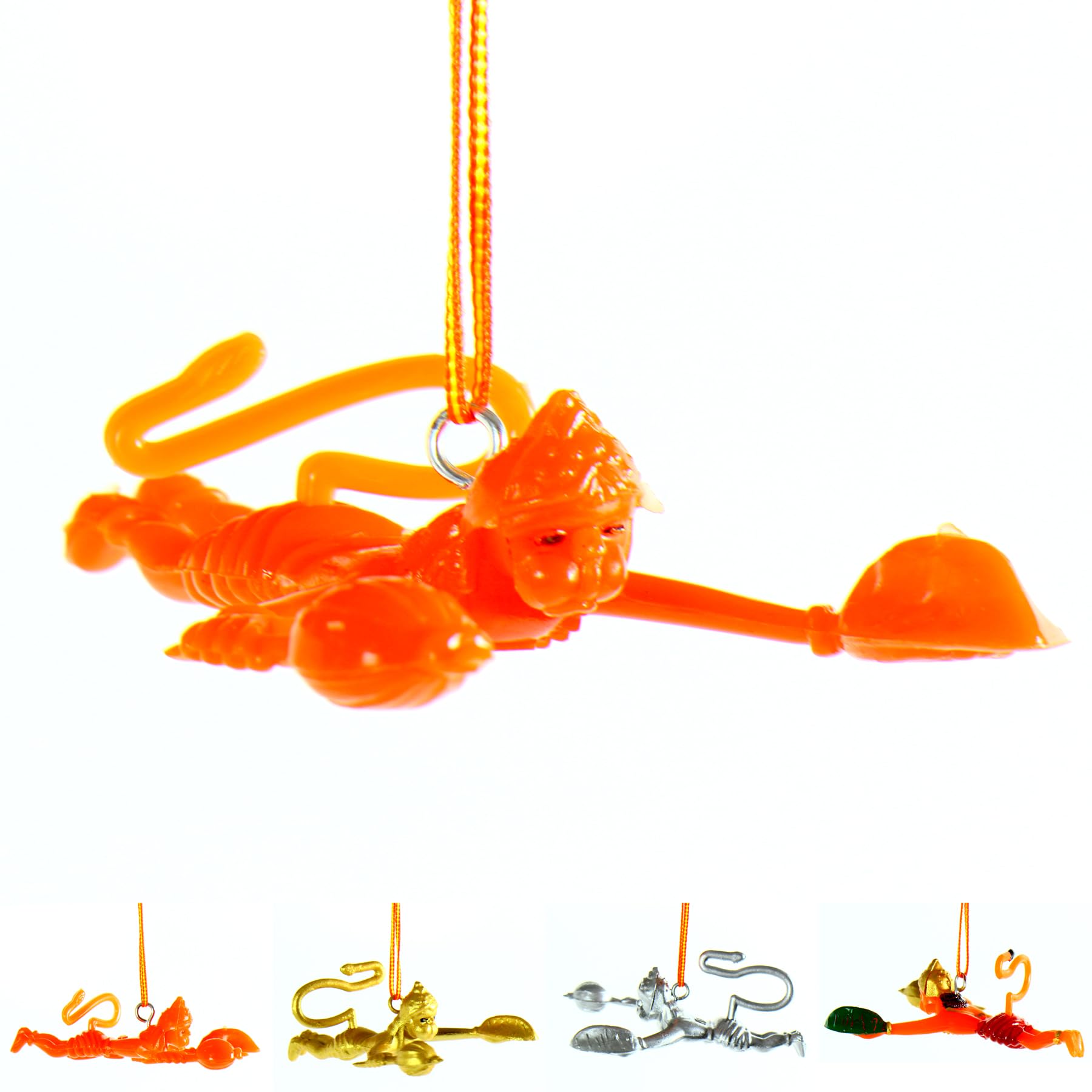 Yogic Mantra Flying Hanuman Ji for Car | Orange Color | Hanging Hanuman Idol for Car Mirror | Classic Flying Hanuman Sculpture Wall Hanging | Bajrangbali Murti Sankatmochan Protection