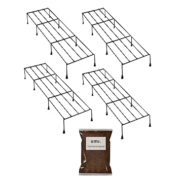Amazon Brand - Umi EcoPerch Plant Stand for Outdoor Balcony & Indoor Living Room|Planter Stands for Gardening, Set of 4, (Black) - image, photos